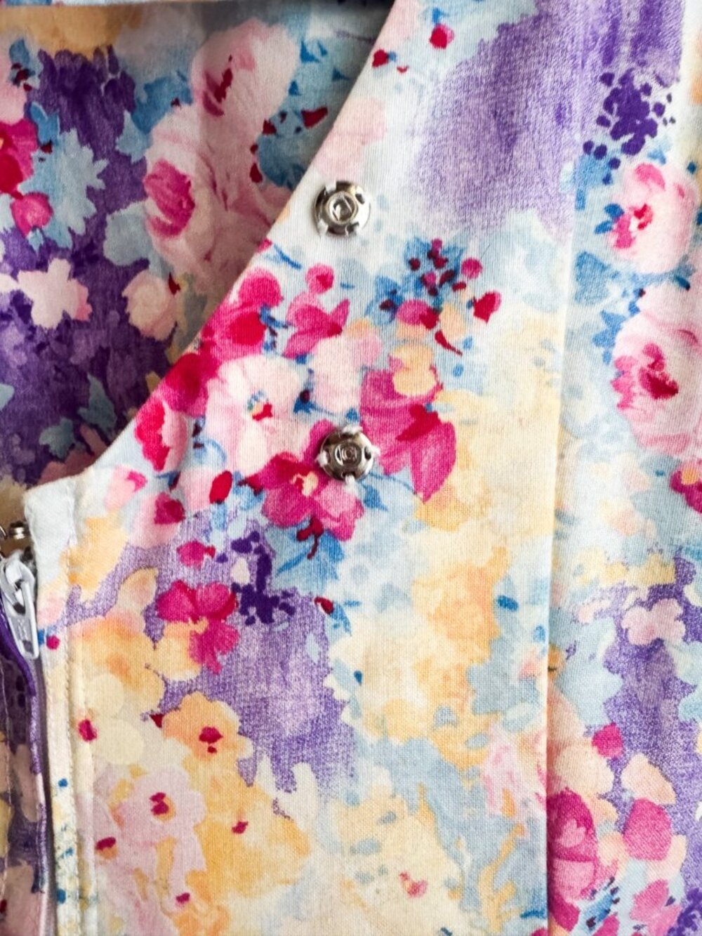 Vintage Light Floral Cotton Party Dress High Low M - Picture 8 of 8